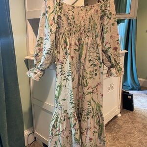 Nothing Fits But Smocked Floral Maxi Dress, EUC, Large